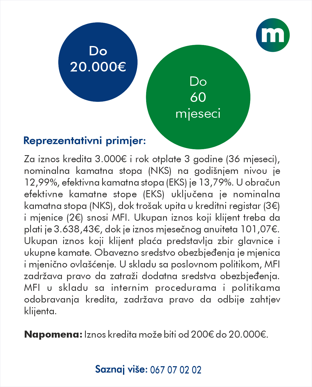 potrosacki kredit reprezentativni  primjer
